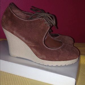 Brown suede platforms